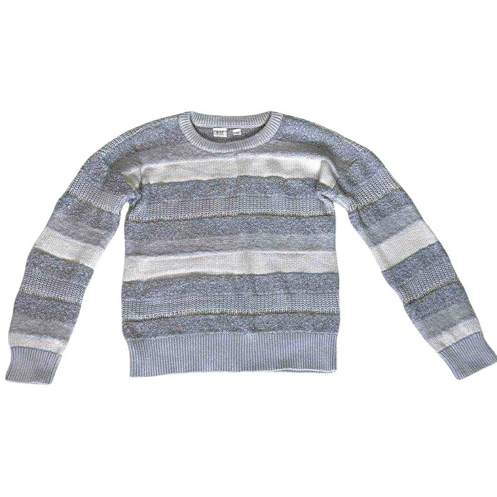 Gap Kids Girls Sweater Size L Gray Chunky Variation Striped Pullover Knit